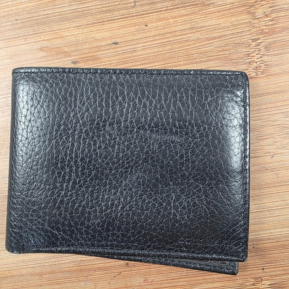 Cole Haan Wallet Mens One Size Black Leather Bifold Card Case Logo Minimalist